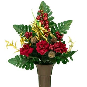 Red Rose with Gold Decoration
