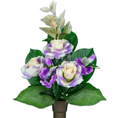 Cream and Purple Rose with Poppy - View 1