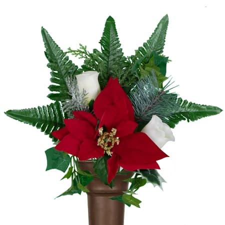 Red Poinsettia and White Rose