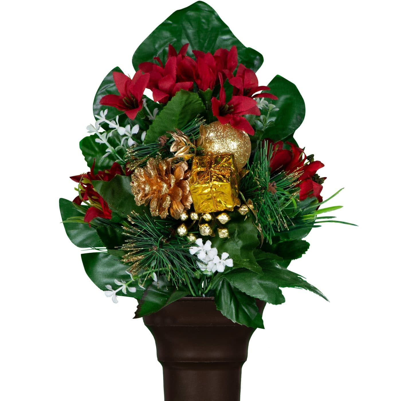 Christmas Cactus with Gold Pine Cone and Presents