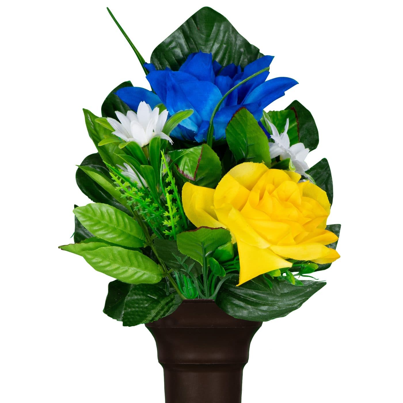 Blue Dahlia and Yellow Rose
