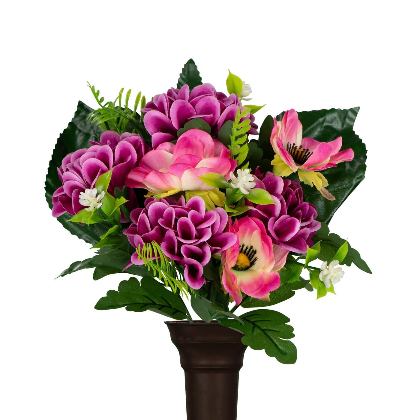 Coral Poppy and Magenta Hydrangea