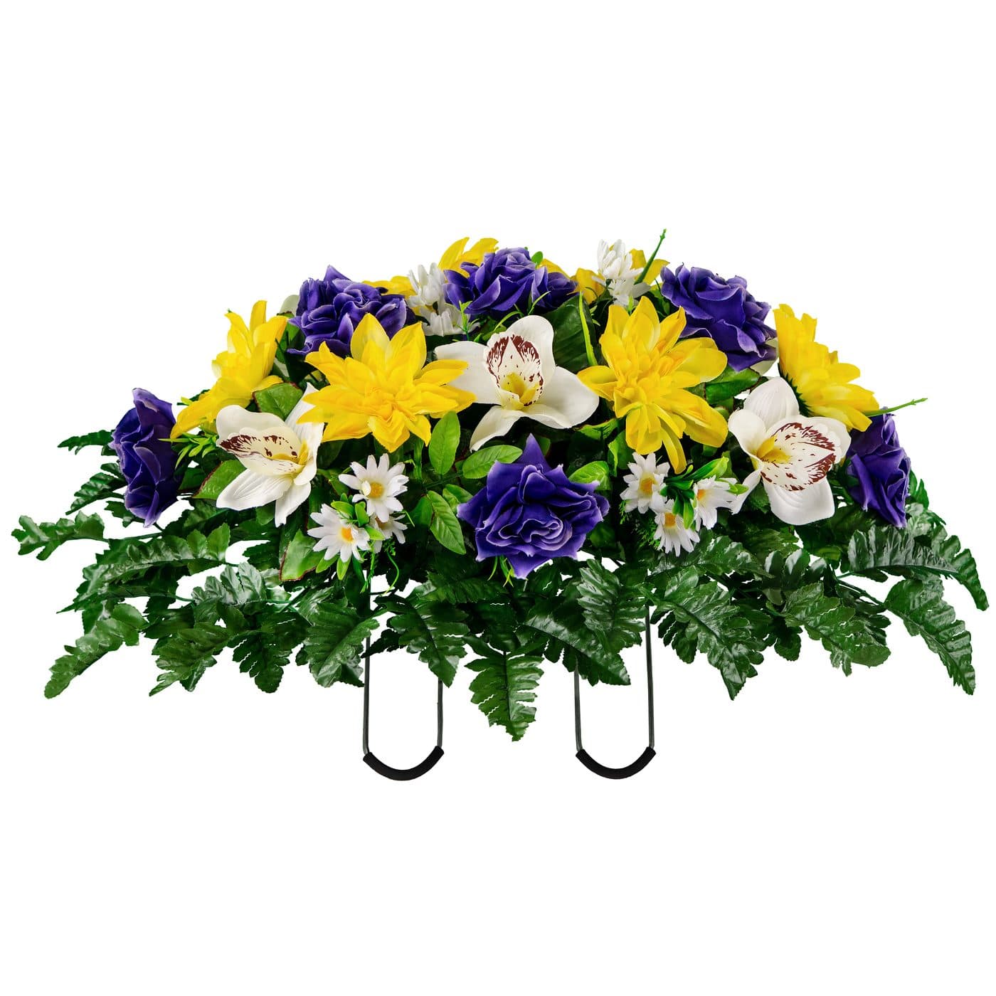 Yellow Dahlia Purple Rose with White Orchid Mix - View 1