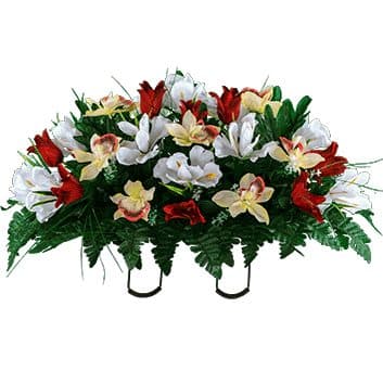 Red Tulips and White Iris - View 1