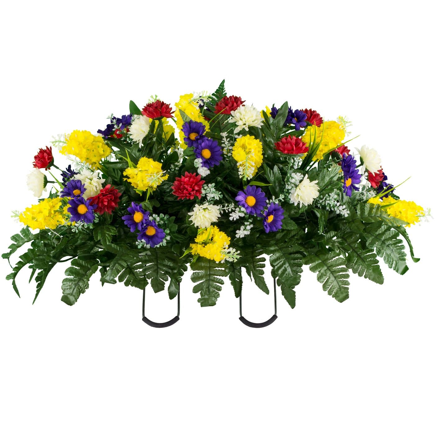 Yellow Red Purple Wildflower Mix Saddle in Georgia Grey granite