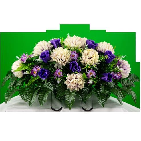 Lavender Cream Mum and Purple Rose - View 1