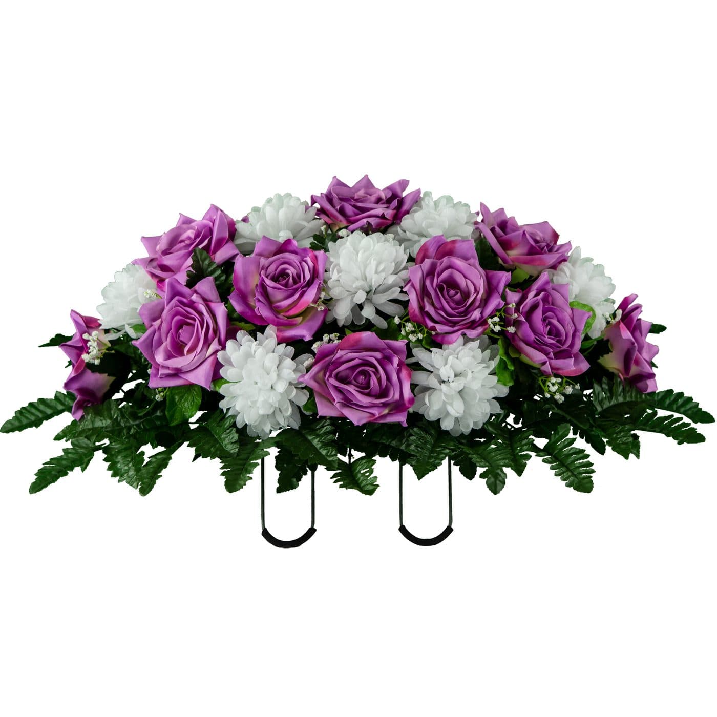Lavender Open Rose with White Mum - View 1