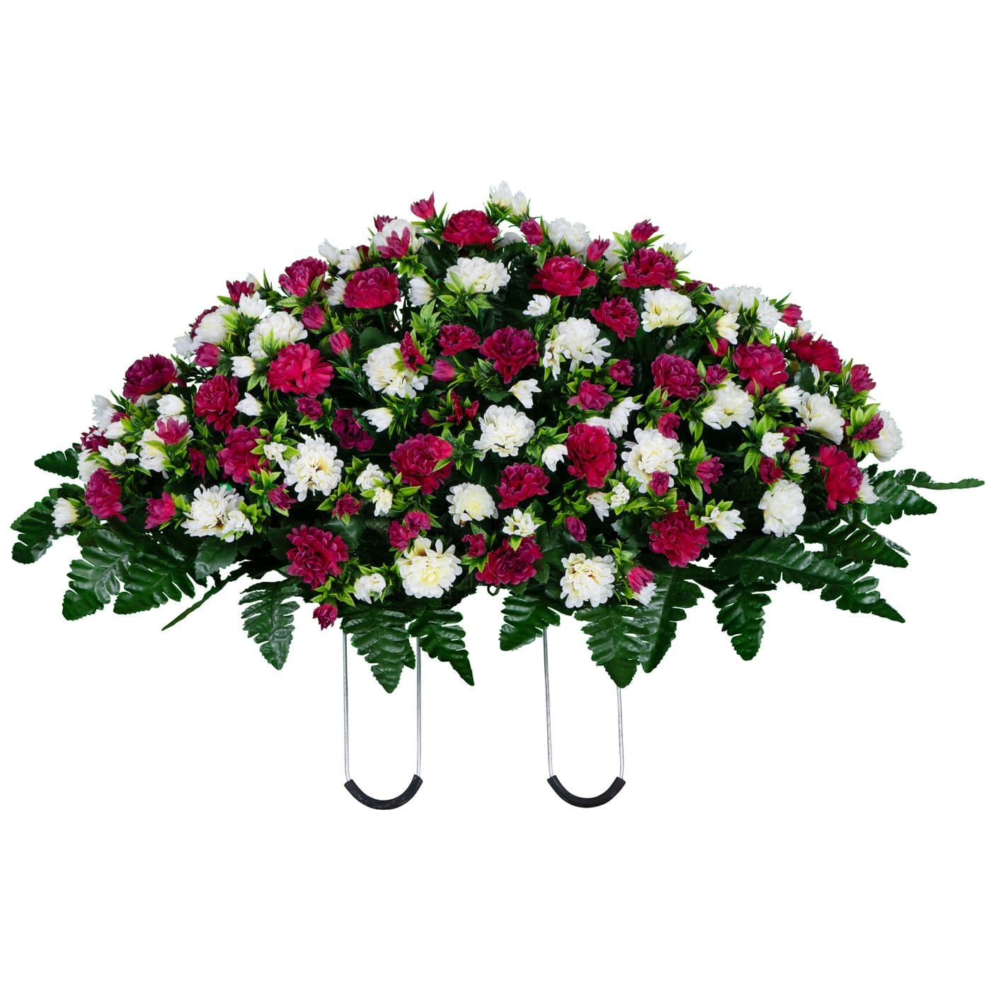 Deep Magenta and Cream Mums in Georgia Grey granite