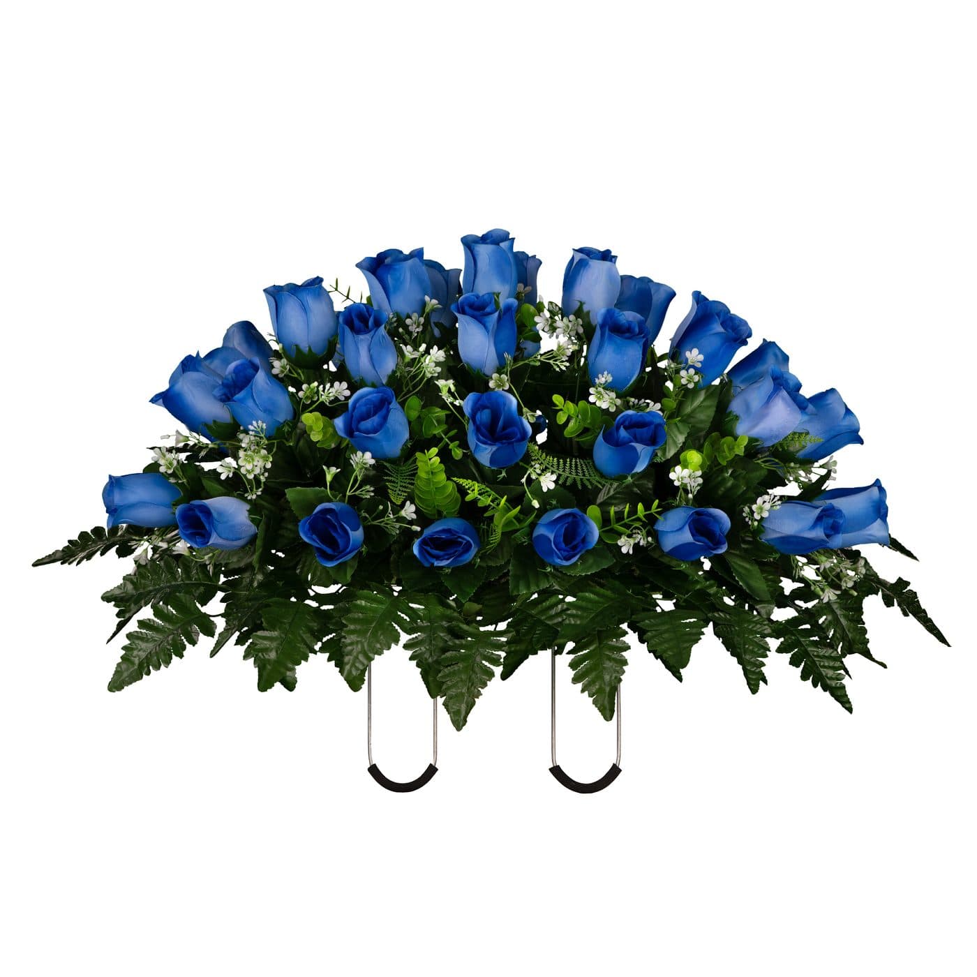 Blue Rose Buds Saddle in Georgia Grey granite