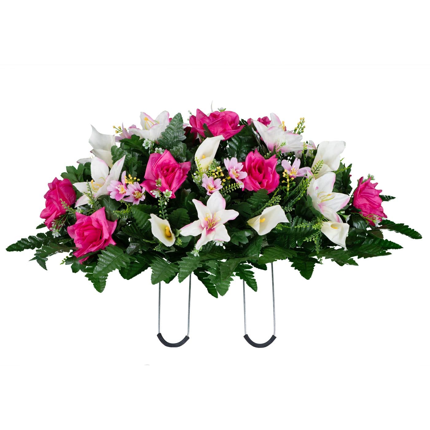 White Calla Lily and Pink Rose in Georgia Grey granite