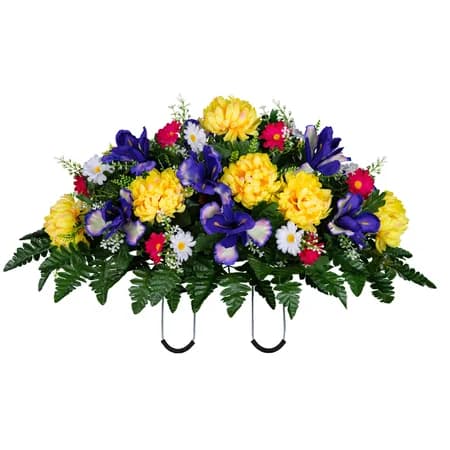 Yellow Mum and Purple Iris - View 1