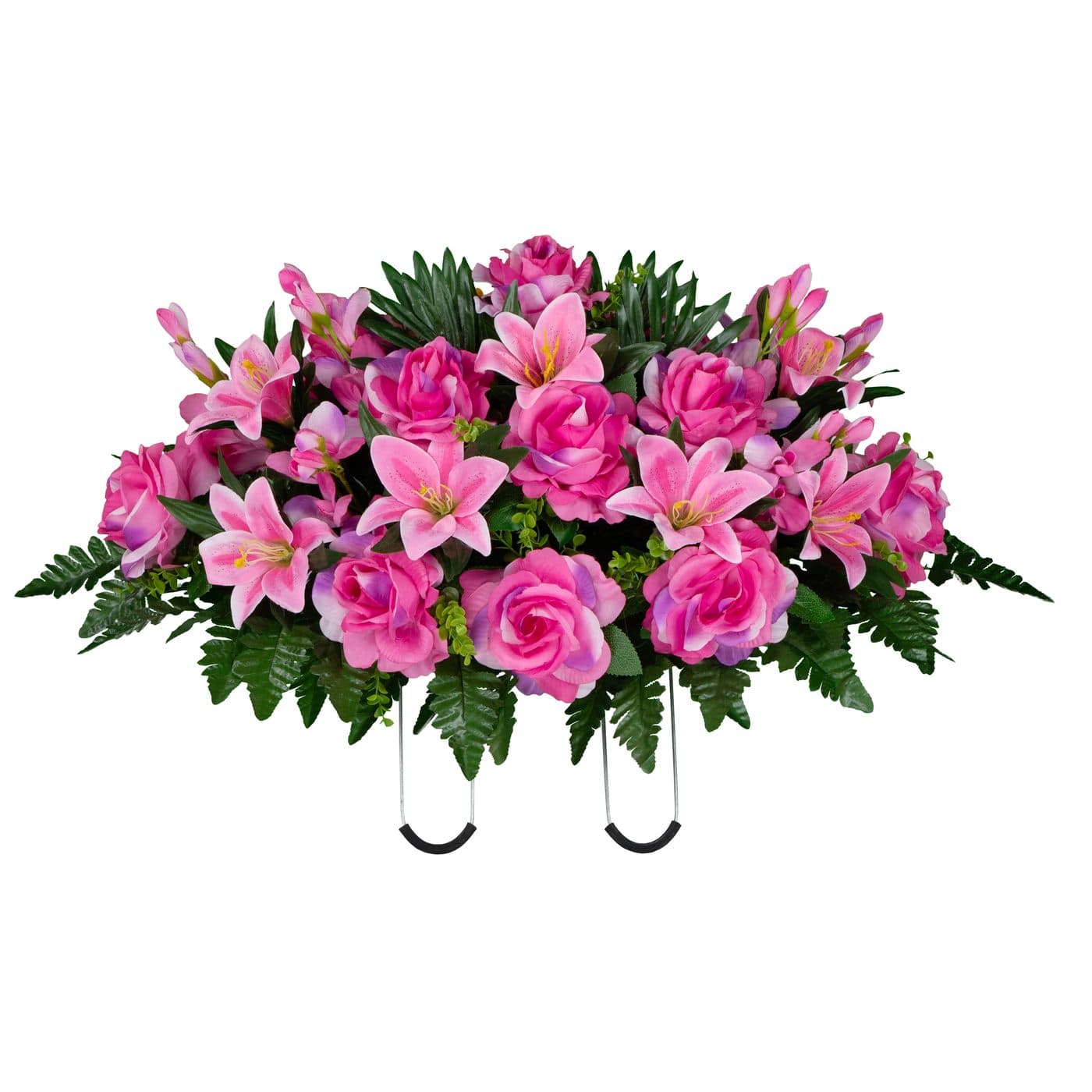 Pink Gladiolus Rose and Lily in Georgia Grey granite