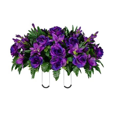Purple Gladiolus Rose and Lily in Georgia Grey granite