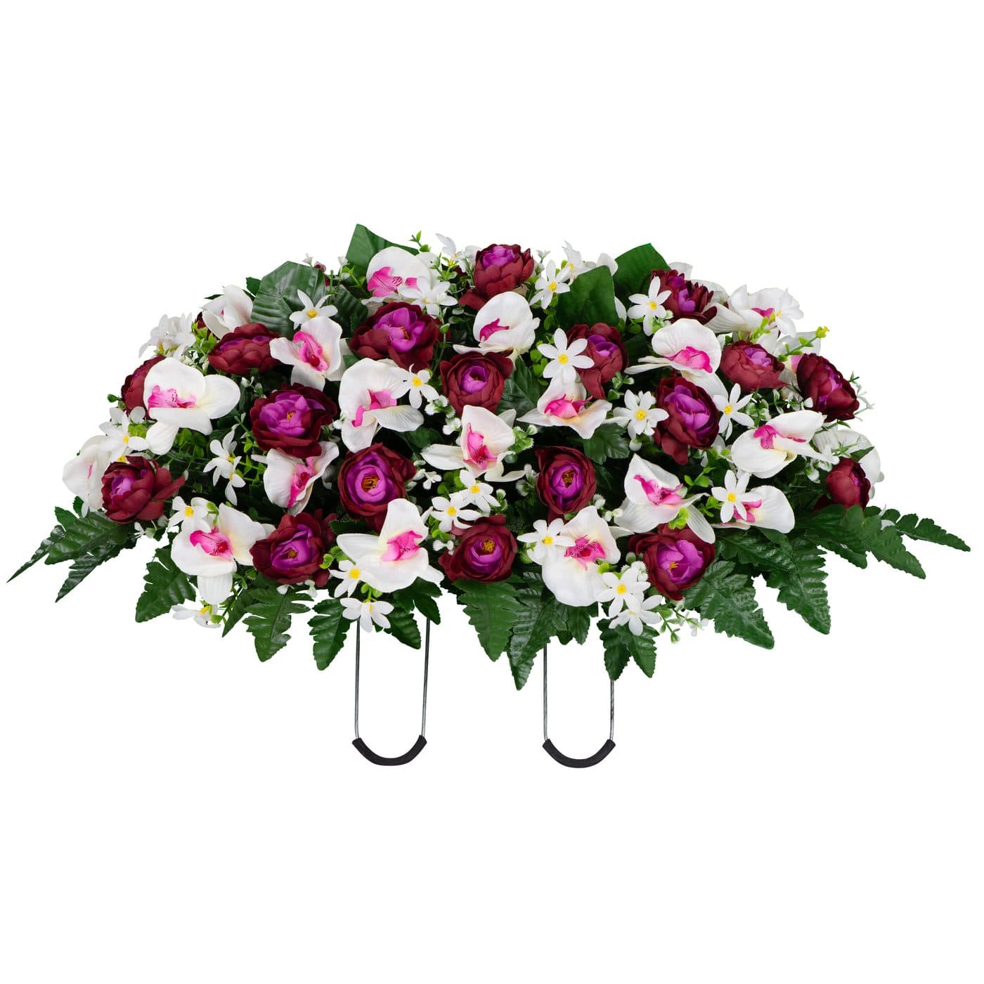 Violet Cabbage Rose and White Orchid in Georgia Grey granite