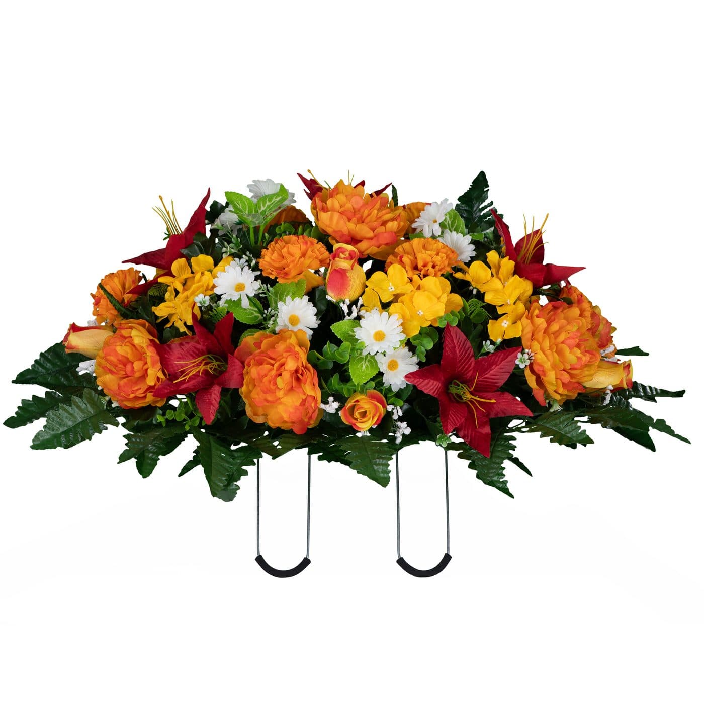 Red Lily and Sunrise Peony in Georgia Grey granite