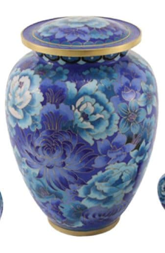 Cloisonne Floral Blue Urn — Cloisonne Urn - View 1