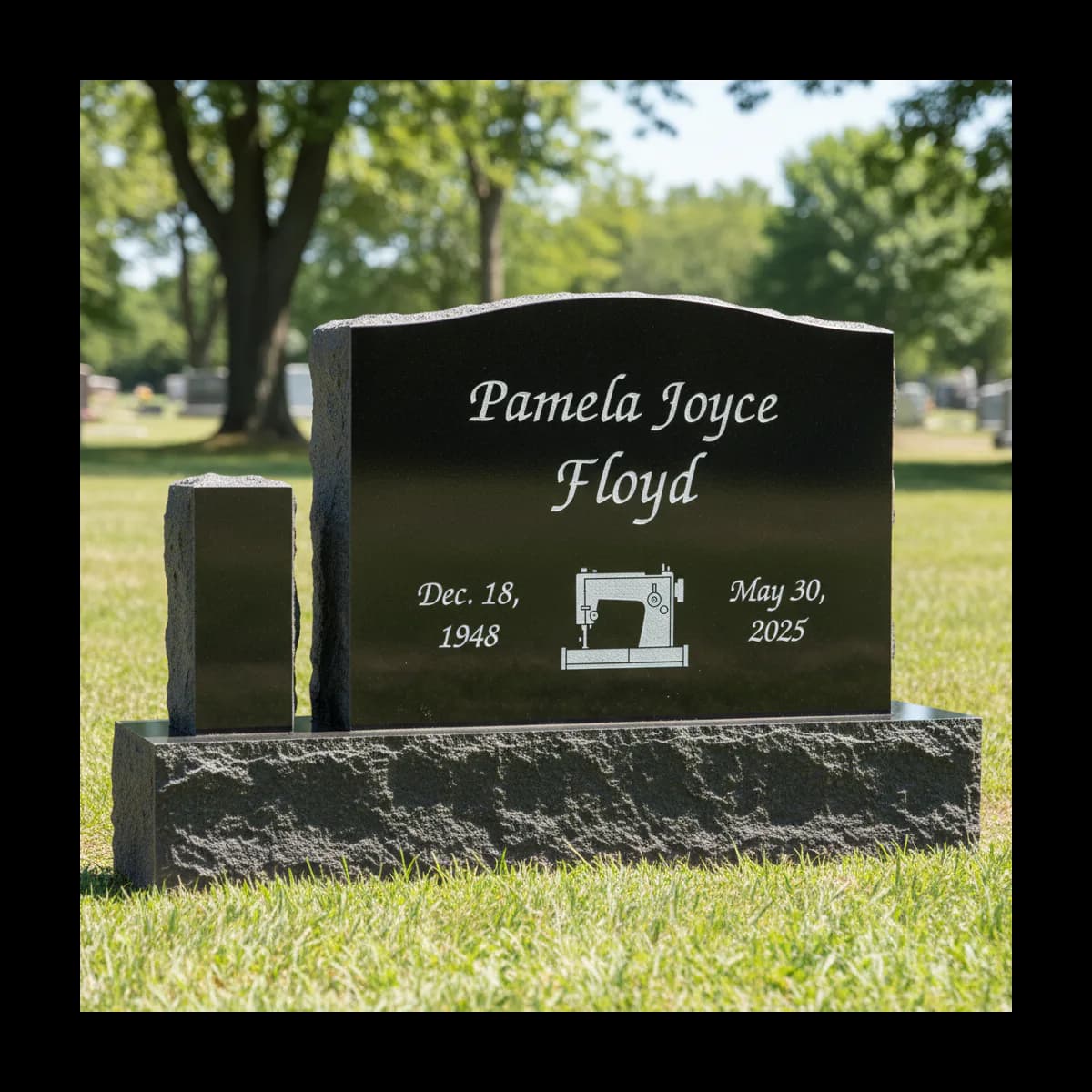 Serpentine Floyd Sewing Machine Upright Monument - View 1